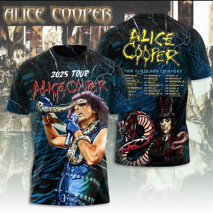 Alice Cooper 3D hot 2025 tour Size S-5XL t shirt AOP All Size Gifl DO627