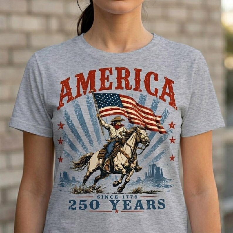 250 Years Shirt, Vintage Patriotic Cowboy Tee, Retro Western Since 1776 Shirt