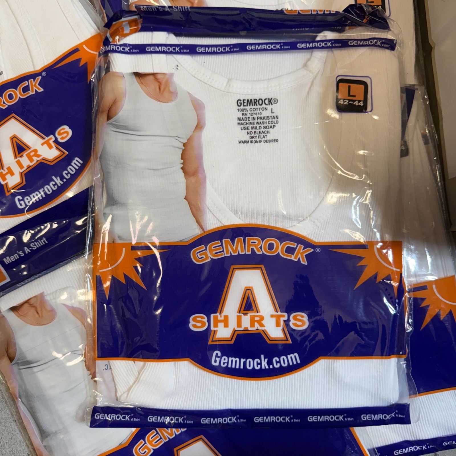6 Large White A Shirt/ Tang Top Special,Individually Wrapped.
