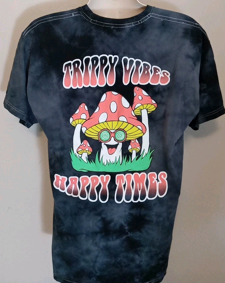 Eighty Eight Brand Men Blue Tye Dye Trippy Vibes Mushroom Tshirt Size L