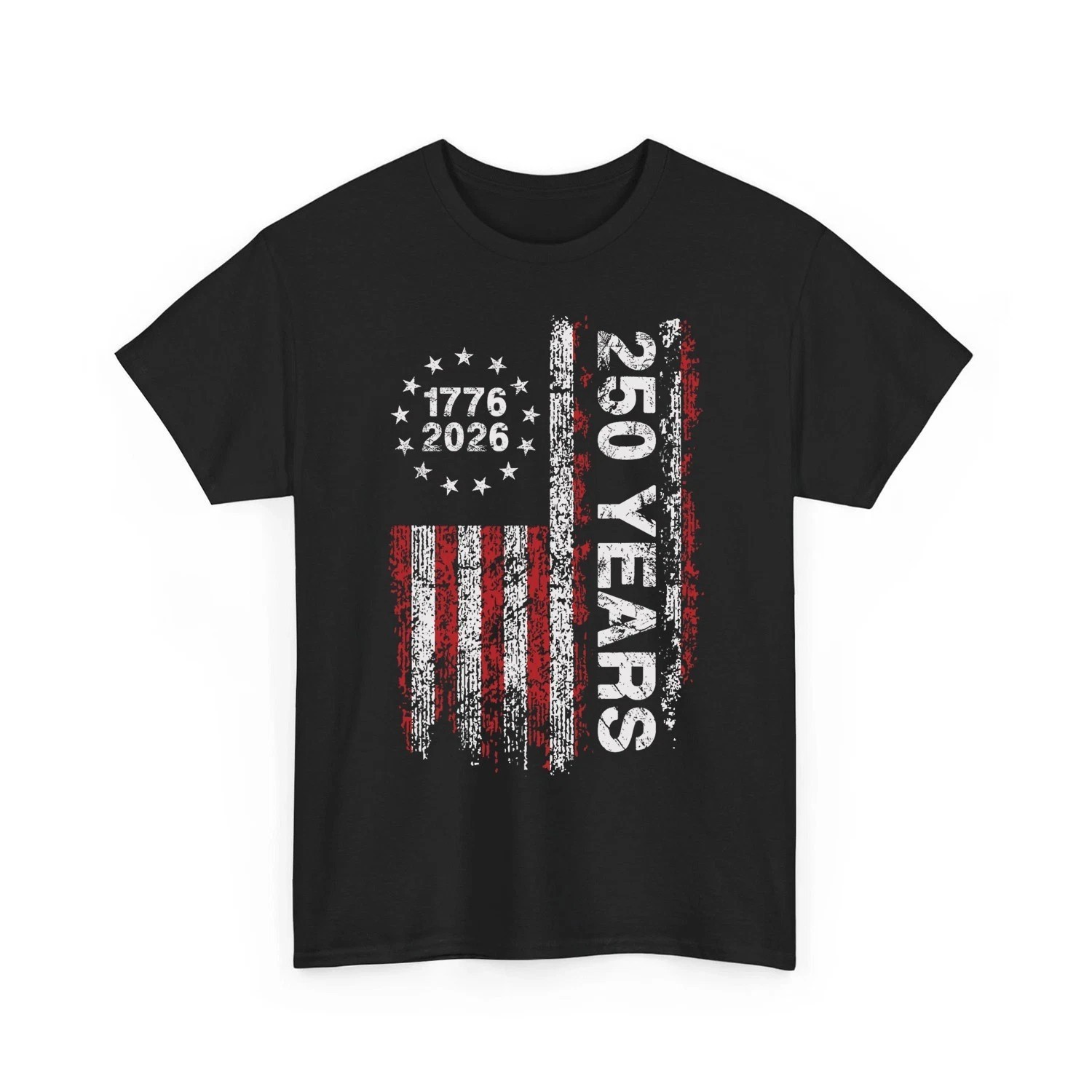 250 Years 1776-2026 Vertical US Flag Historic Distressed Cotton Men T-Shirt