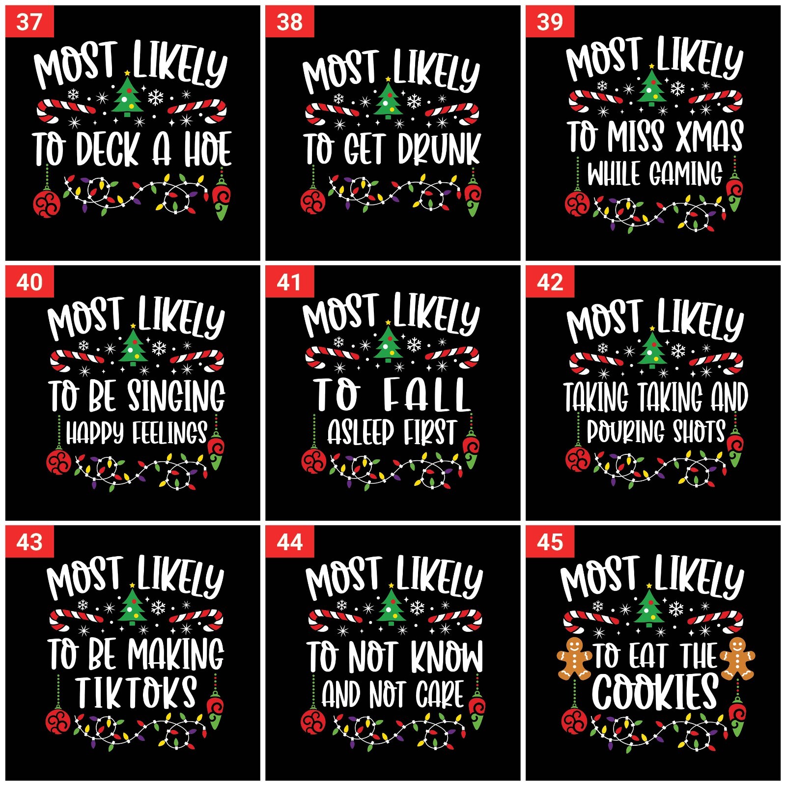 T-SHIRT (ML) Most Likely to Christmas Family Matching Shirt Costume Outfit