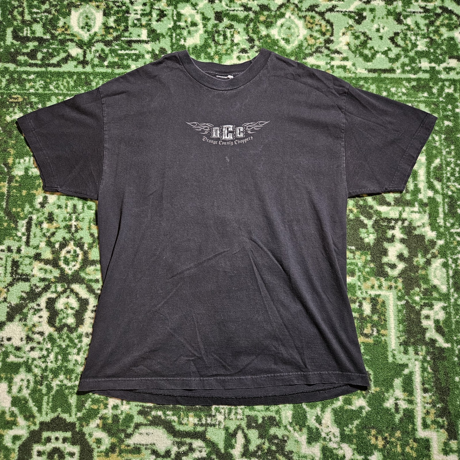 Vintage Orange County Choppers Shirt XL Motorcycle Flames Biker Grunge 21×28 In