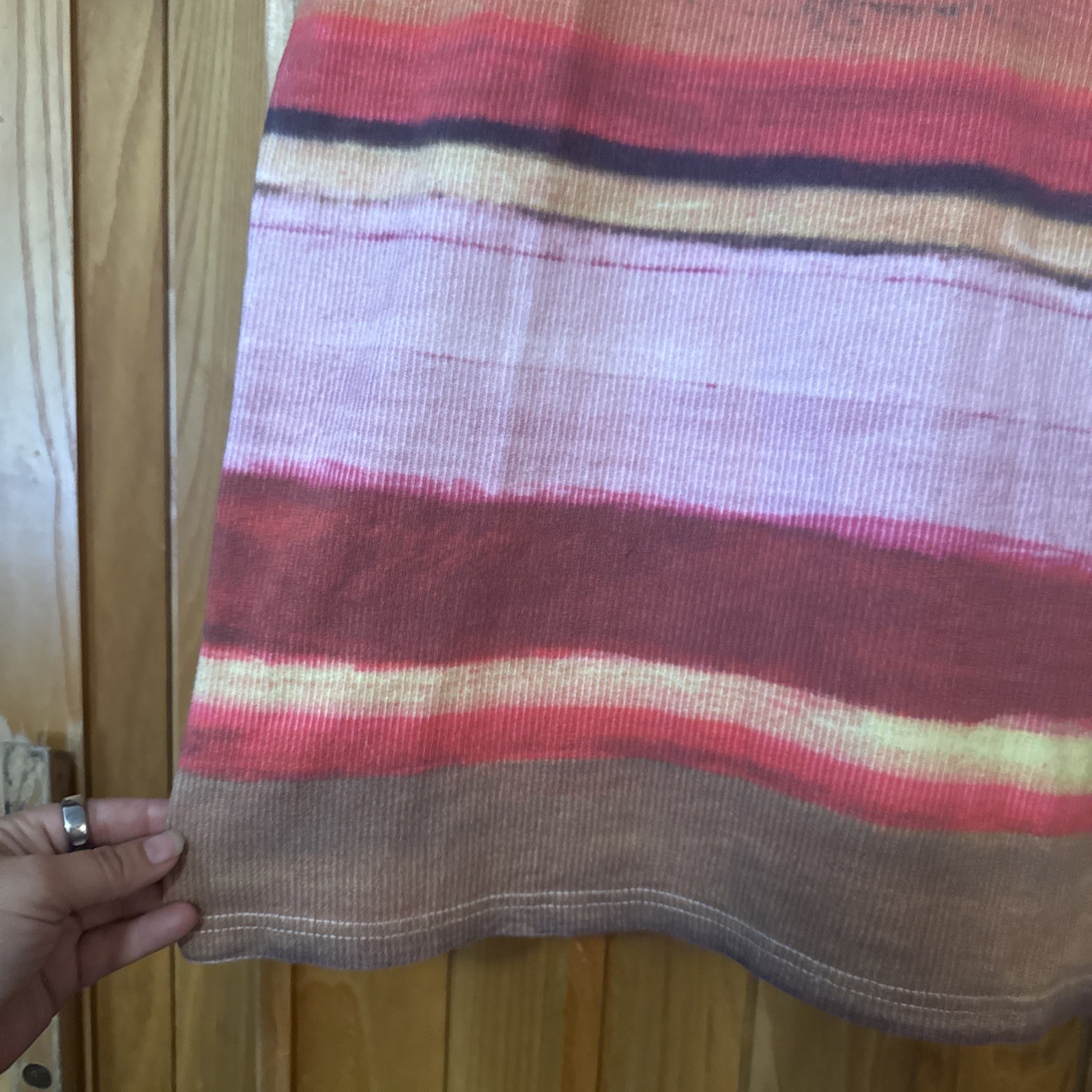 Issey Miyake Men Colorful Striped Ribbed T Shirt Size Large