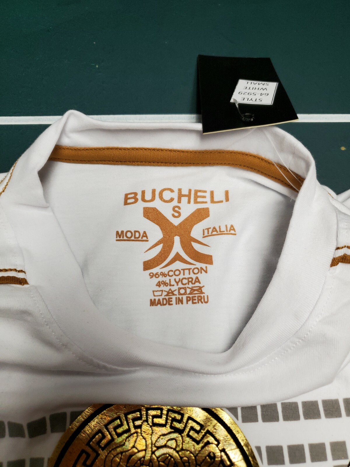 Men&rsquo;s Bucheli Slim Fit White Cotton/Lycra Stretch Fashion Tee Free Ship