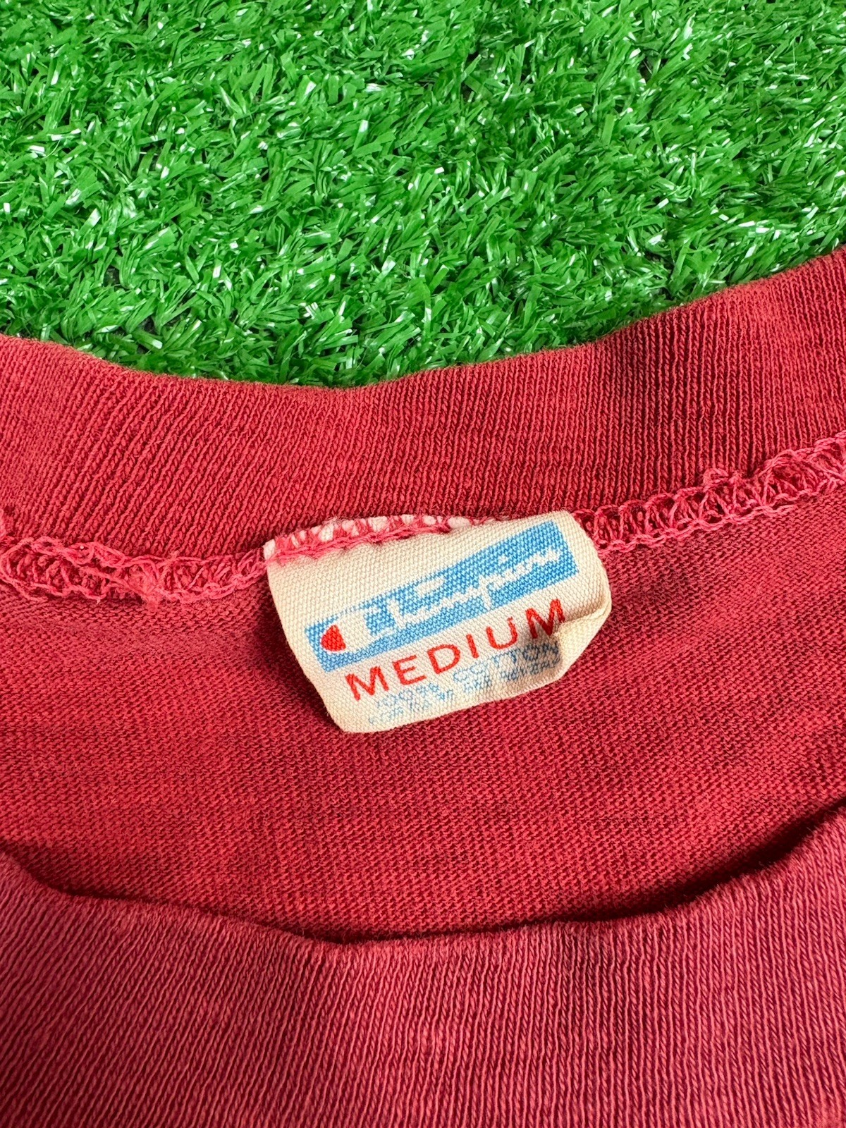 Vintage 70s Champion Blue Bar Indiana Hoosiers Faded Red Medium Cotton Shirt USA