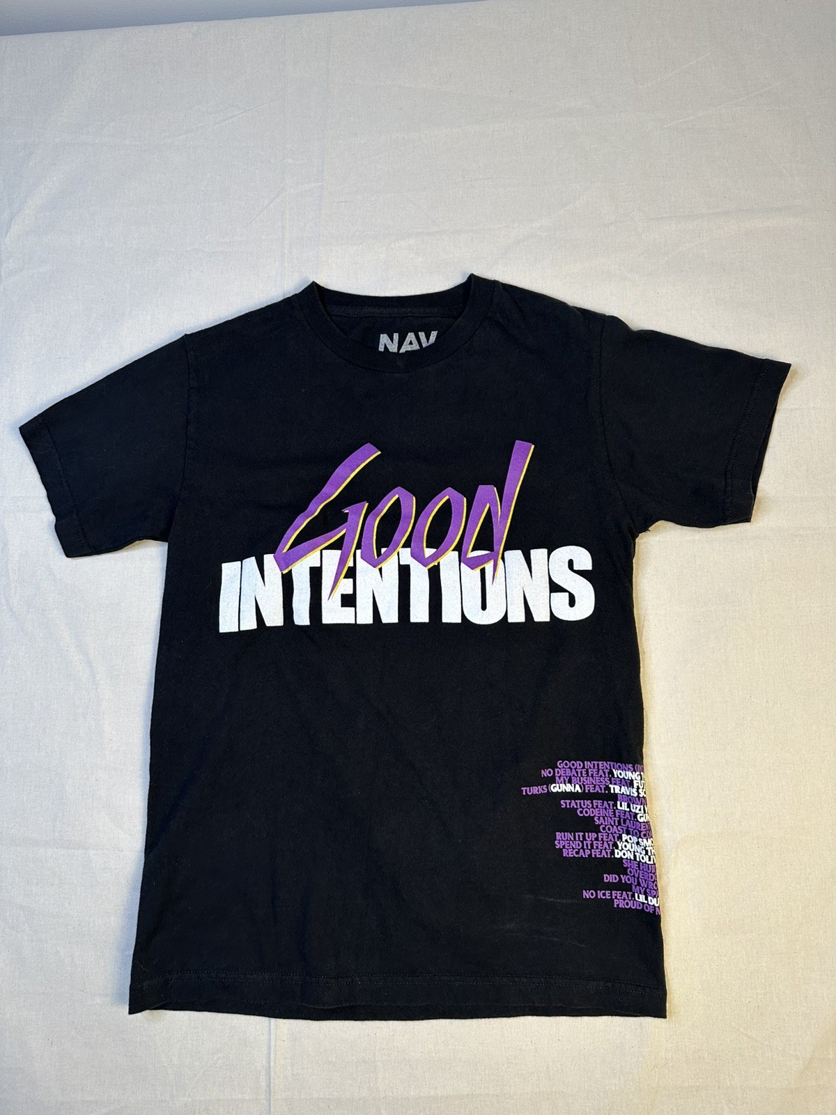 NAV x VLONE Good Intentions Promo Doves Tour Merch T-Shirt Small Hip Hop Rap