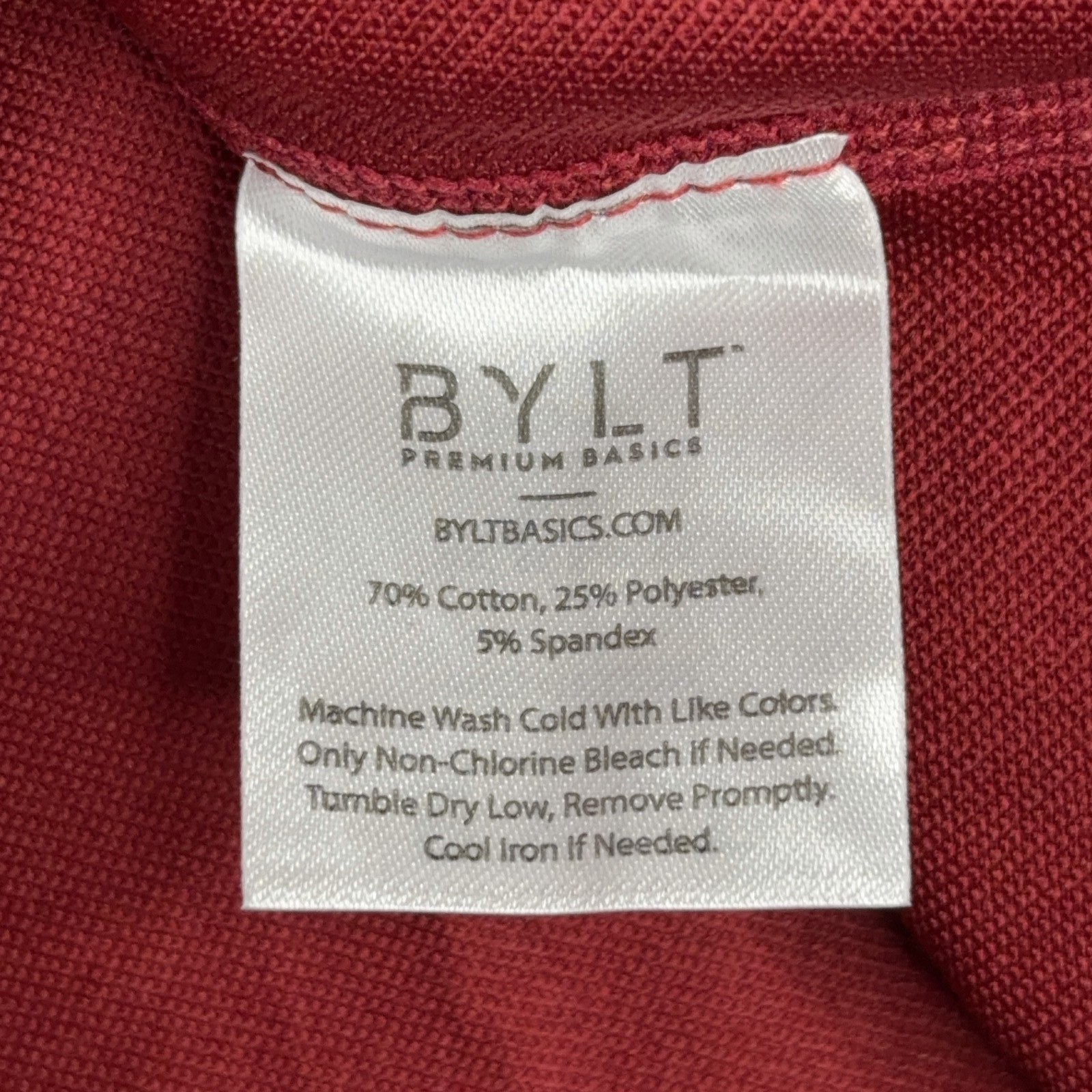 Bylt Mens Drop Cut Lux Tee Shirt 2XL Red Curved Hem Premium Basics Casual