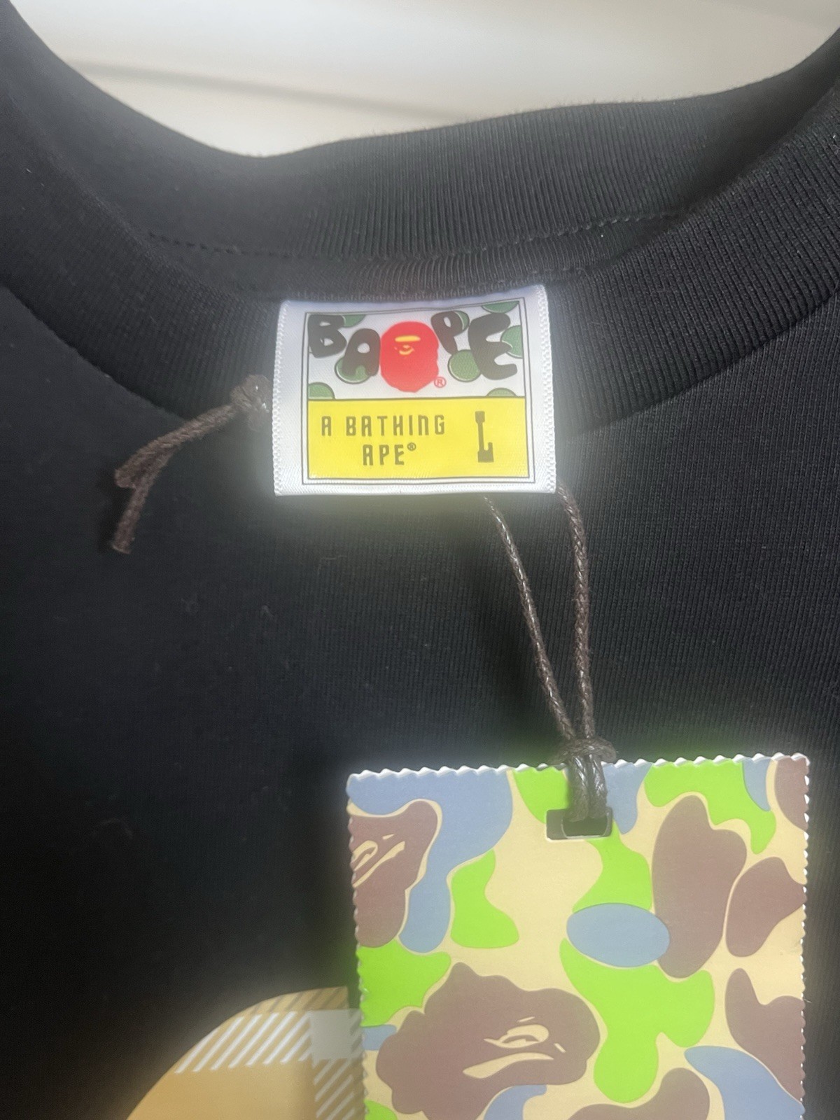 A Bathing Ape BAPE Ape Head Black Graphic Cotton Crew Neck T-Shirt Men&rsquo;s L