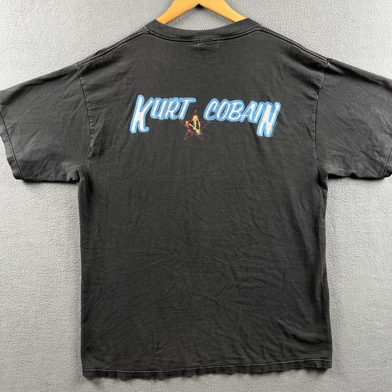 Vintage Kurt Cobain Shirt Mens XL Black Faded 90s Grunge GIANT Tag End Of Music