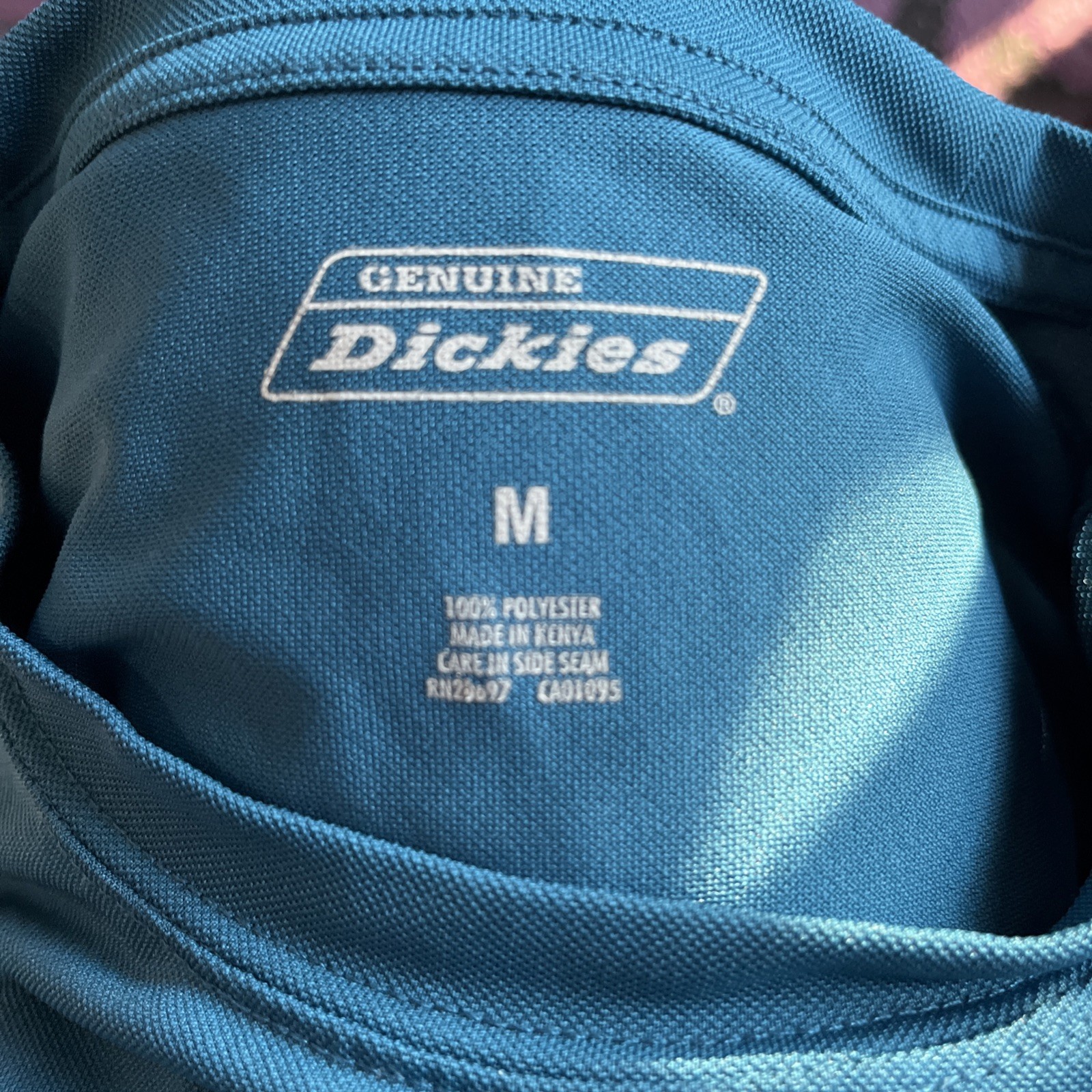 Dickies Men’s Medium Tshirt Teal Blue Polyester Short Sleeve Work Shirt EUC