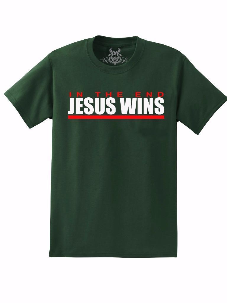 NW MEN&rsquo;S PRINTED JESUS WINS CHRISTIAN GOD LOVE BIBLE COTTON T-SHIRT ALL COLOR