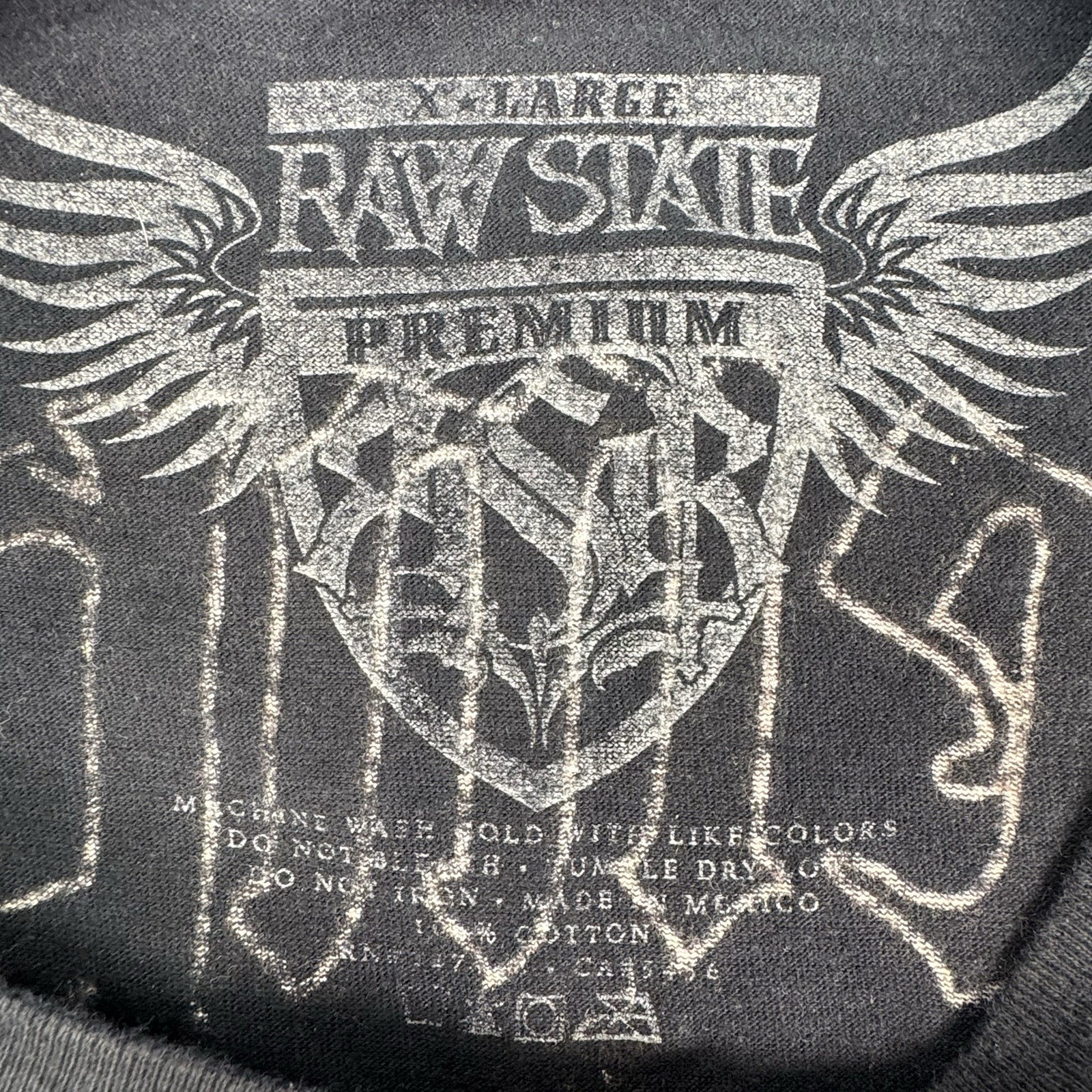 Raw State Redemption Cross Wing Graphic T Shirt Black Gold Biker Mens L Gothic