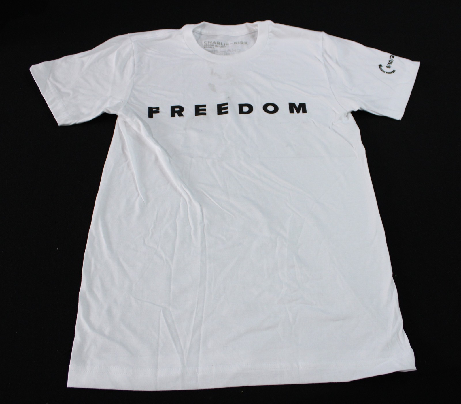 Charlie Kirk Unisex Adult&rsquo;s Short Sleeve Freedom T-Shirt EJ3 White Small