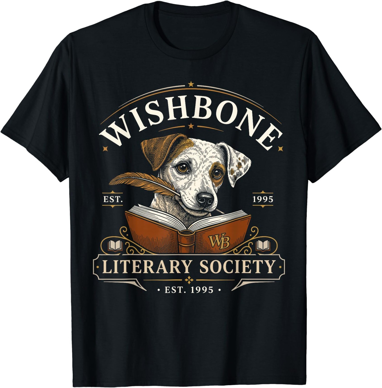 Wishbone Literary Society Est 1995 Dog Reader Vintage T-Shirt
