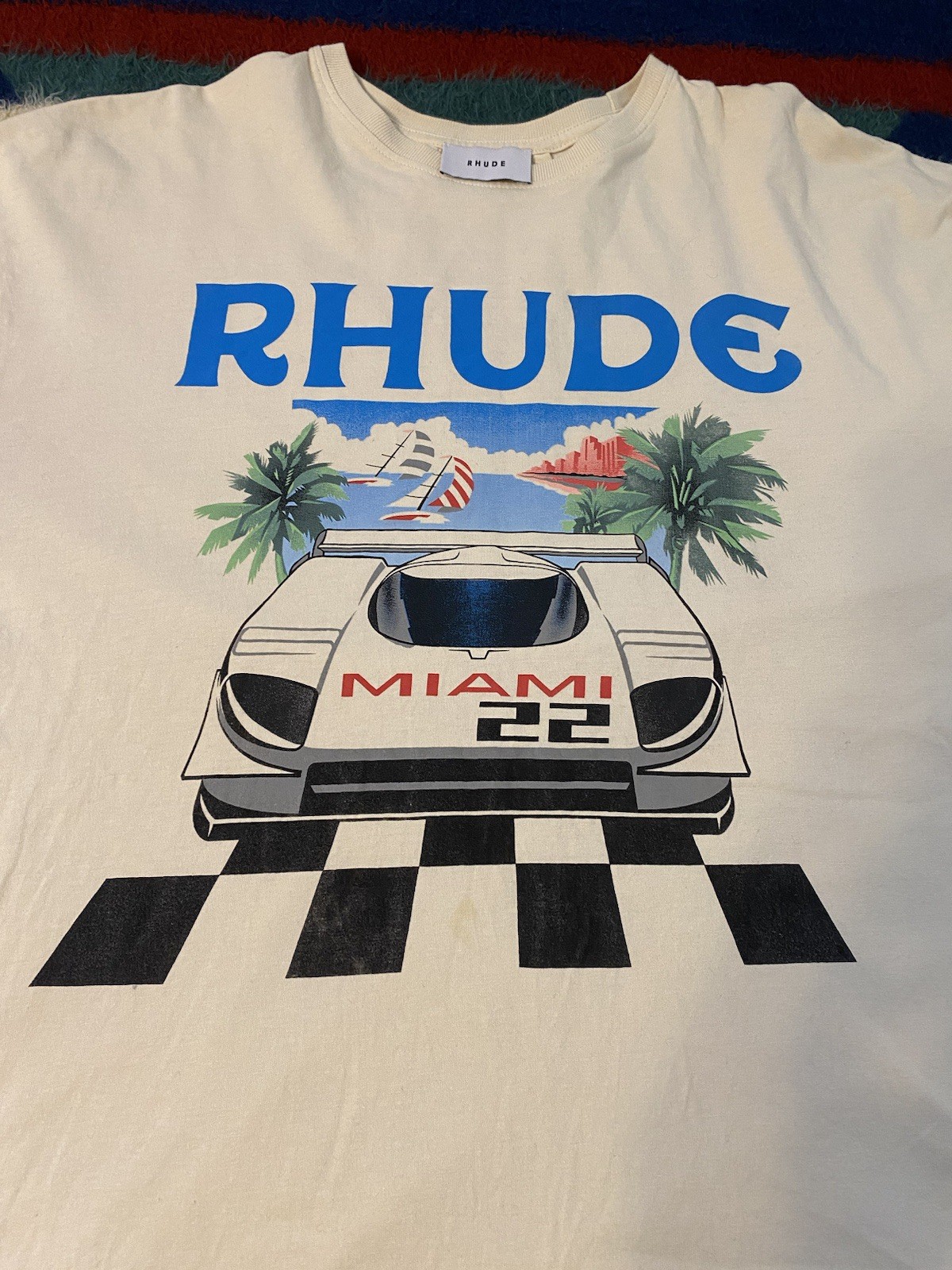 Rhude Grand Prix Miami 22 Graphic Print Tee T-Shirt Mens XL Streetwear
