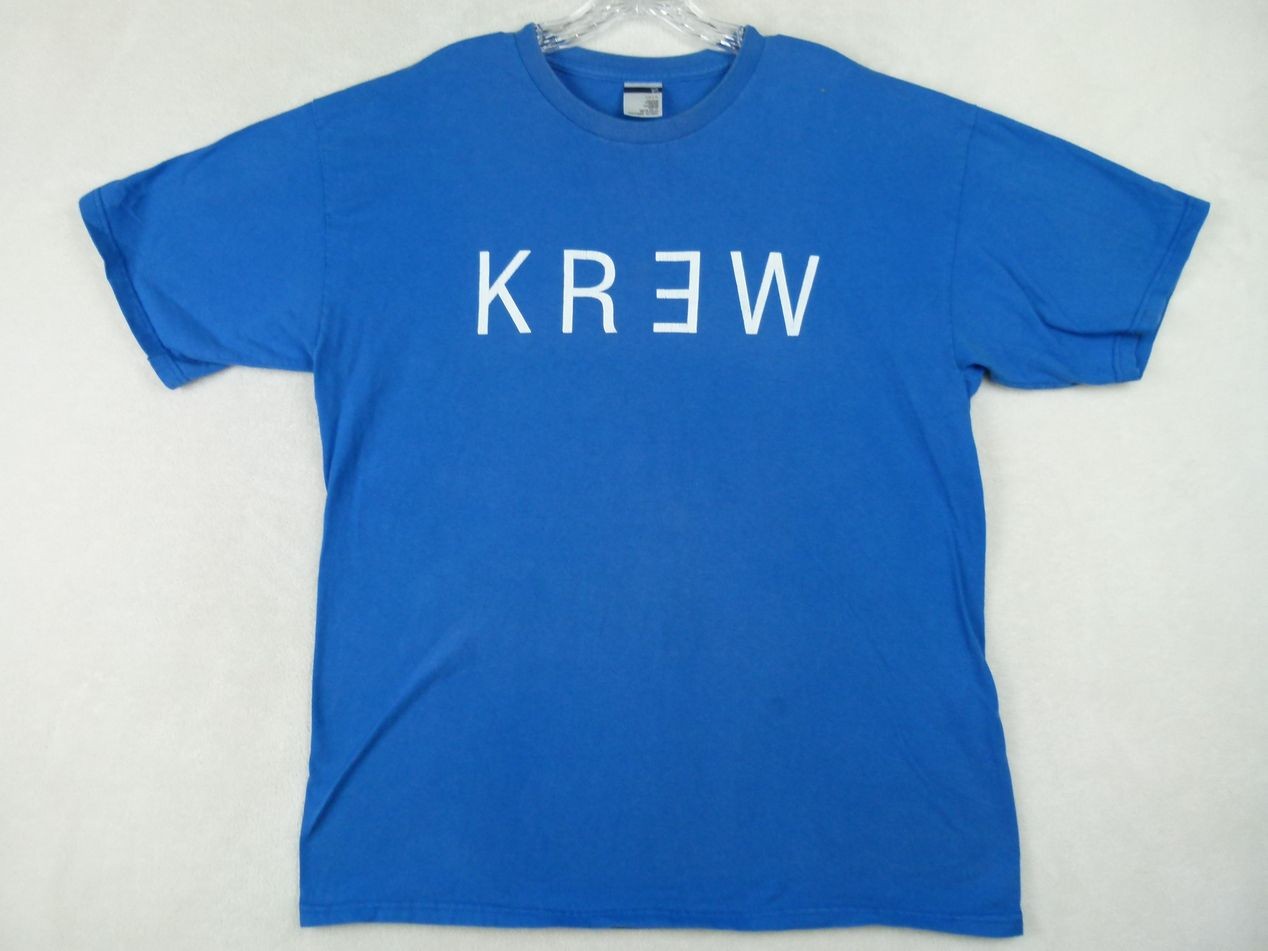 KREW Men&rsquo;s Large Blue Cotton T-Shirt w/ White Logo