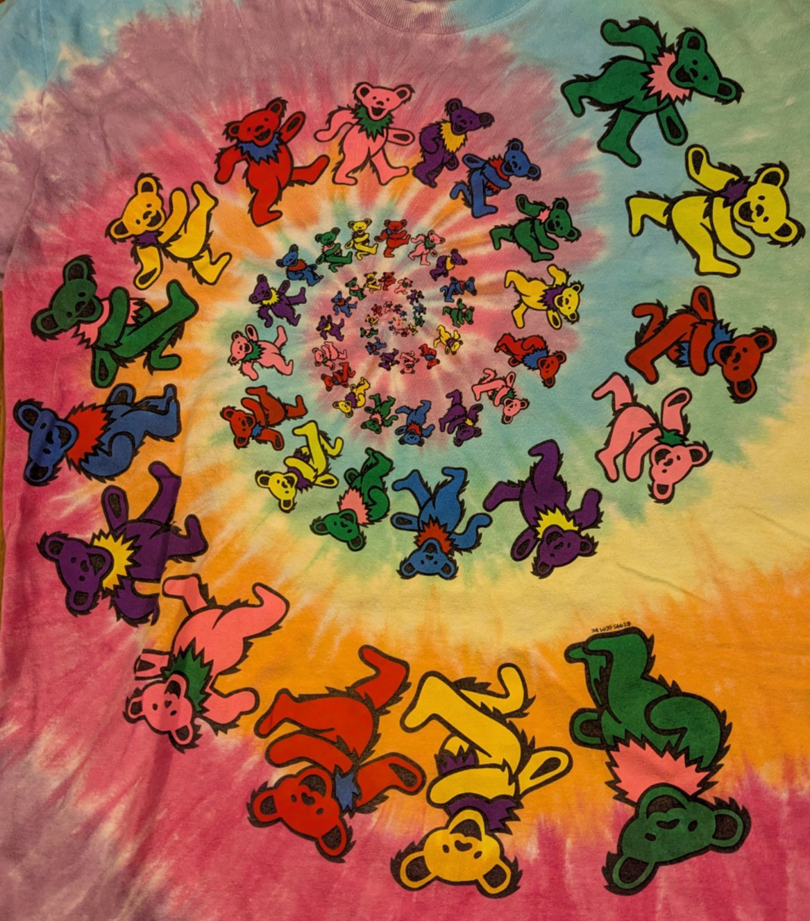 Grateful Dead DANCING BEARS Liquid Blue Tie Dye T Shirt Large