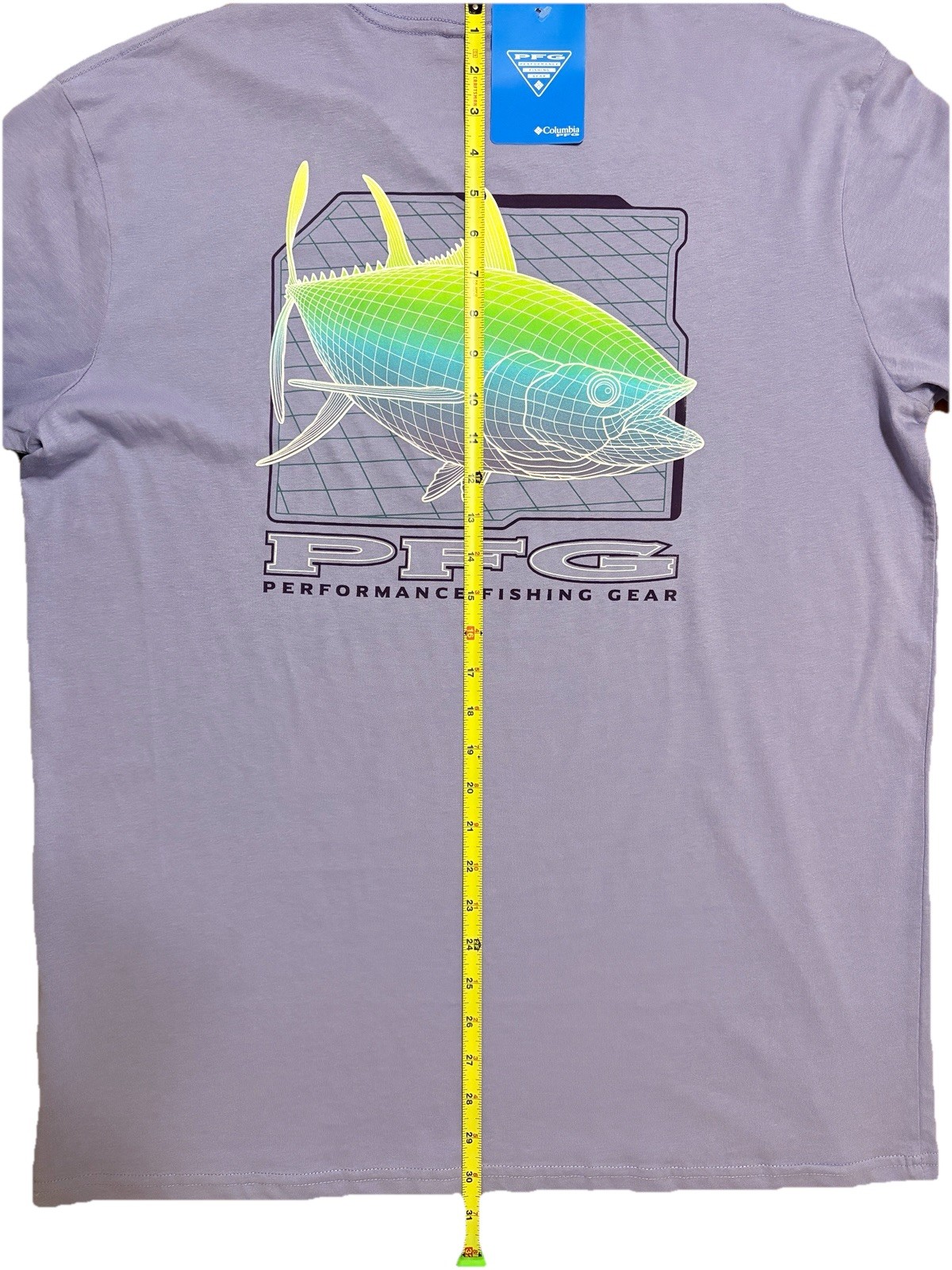 Columbia PFG T-Shirt Mens XLarge Light Purple Fish Graphic Outdoorsman Short Slv