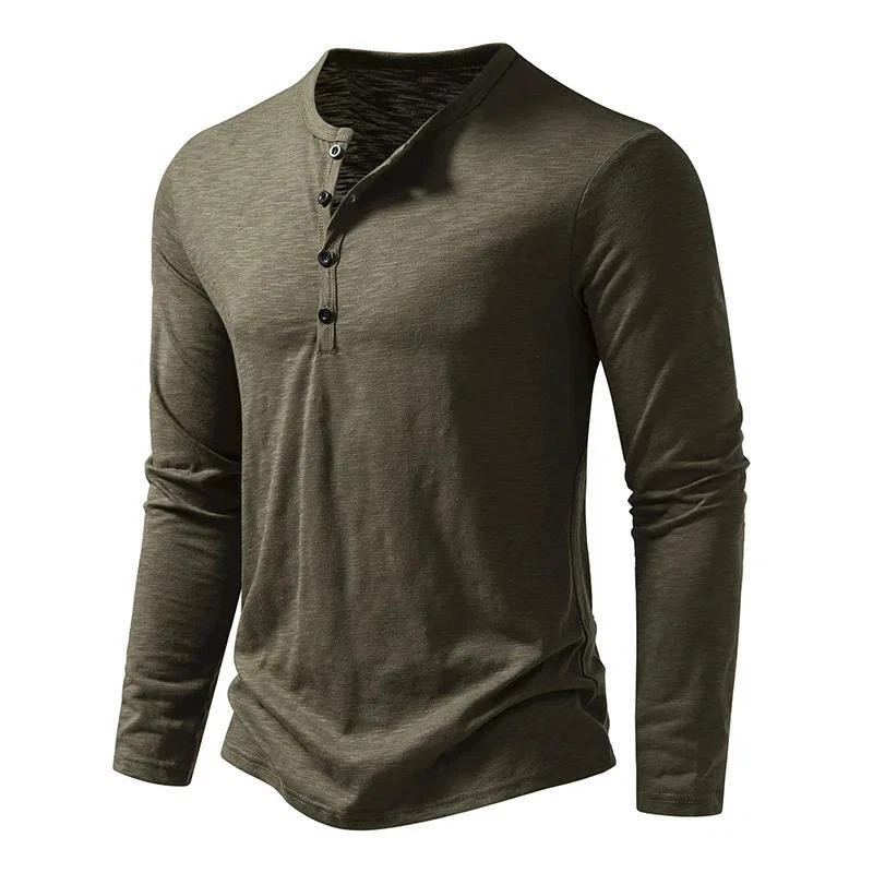 Camisa De Manga Larga Moda Lujo Camiseta Elegante Algodón Cuello V Para Hombres