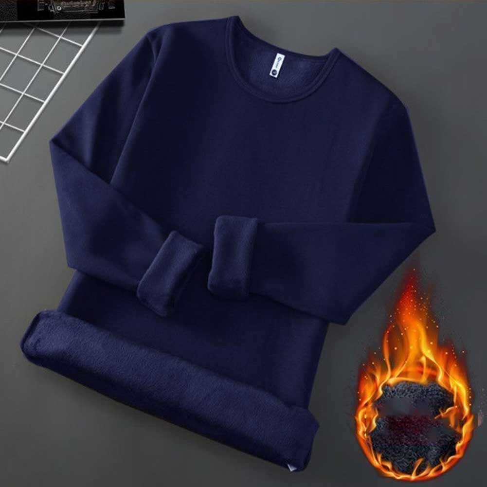 Warm and Stylish Mens O Neck Long Sleeve Thermal Shirt with Fleece Interior