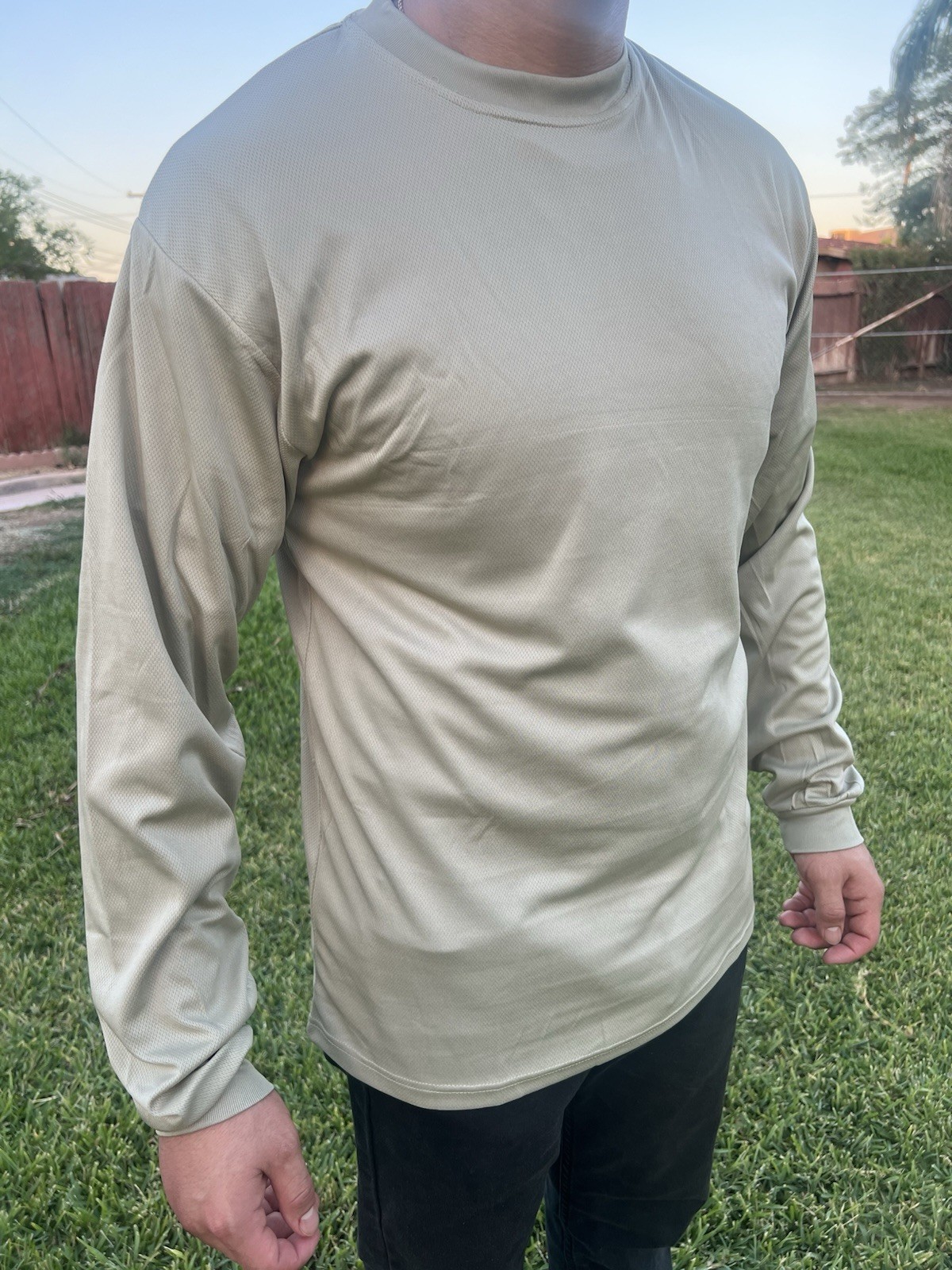 Long Sleeve Crew Neck T-shirt 100% Polyester For UV Protection Quality Colors