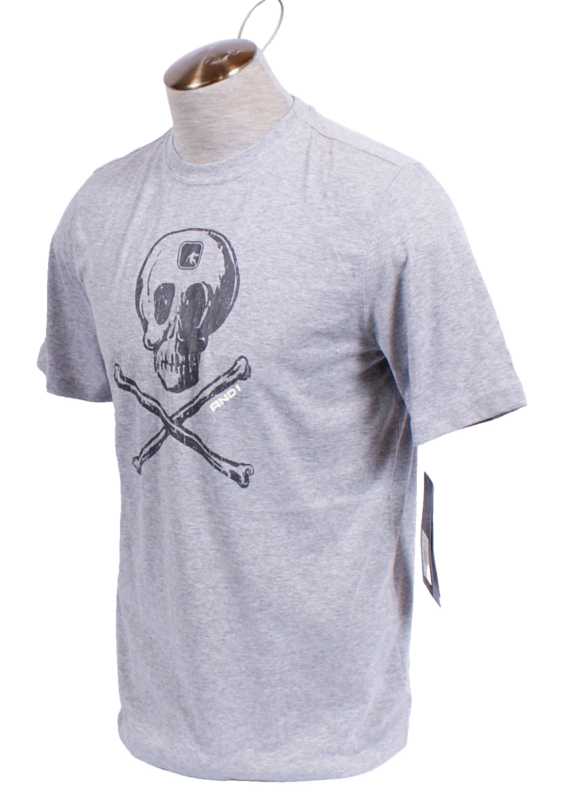 AND1 Men&rsquo;s S Gray Skull & Bones Short Sleeve T-Shirt Play at Your Own Risk