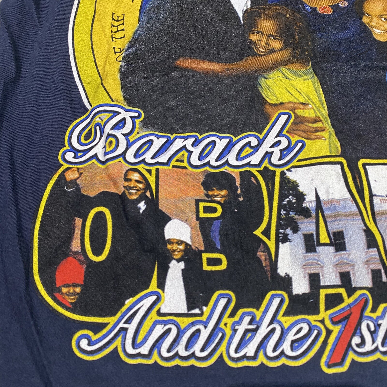 VINTAGE President Barack Obama First Family T-shirt Men&rsquo;s Large Rap Tee Graphic