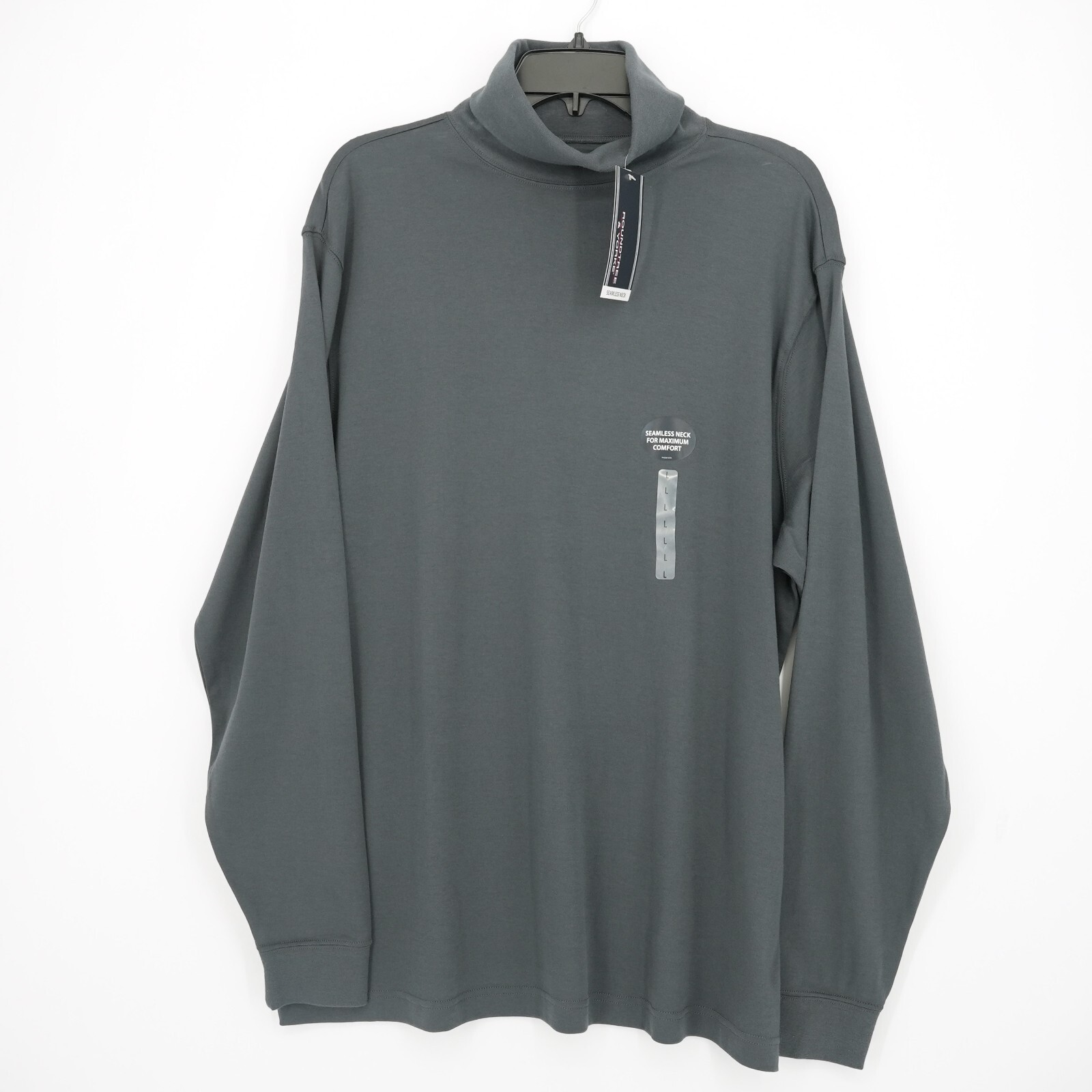Roundtree & Yorke Men&rsquo;s Long-Sleeve Shirt L Gray Seamless Neck 100% Cotton NWT