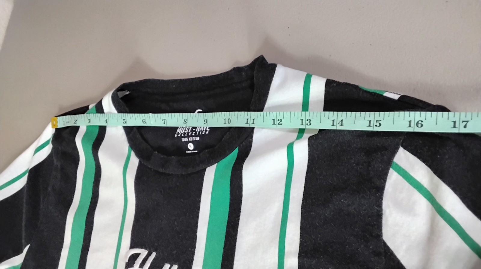 Hollister Must-Have Collection Tshirt Vertical Striped Black Green Mens Medium