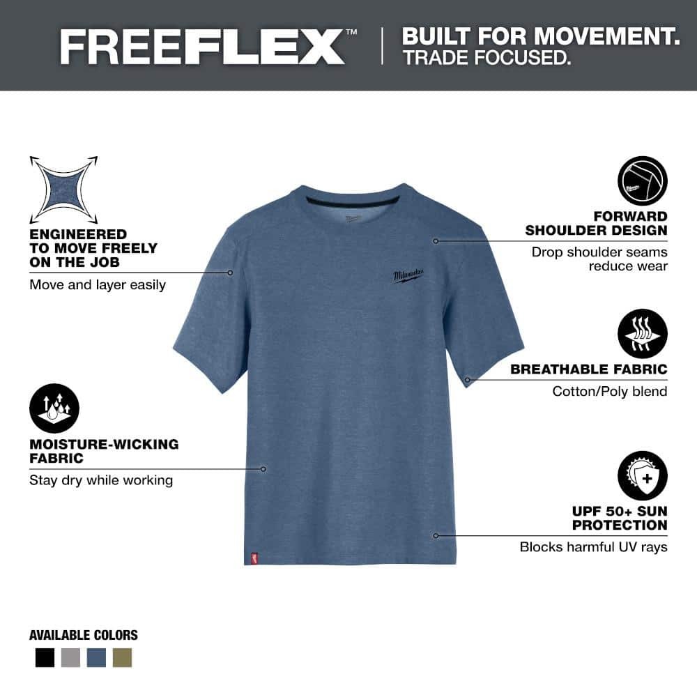 Milwaukee Men&rsquo;s X-Large Blue Cotton/Polyester Short-Sleeve Hybrid Work T-Shirt