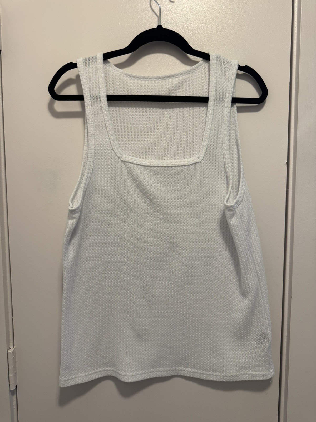 Manfinity Men’s Small White Waffle Knit Square Neck Tank Top Casual Minimalist