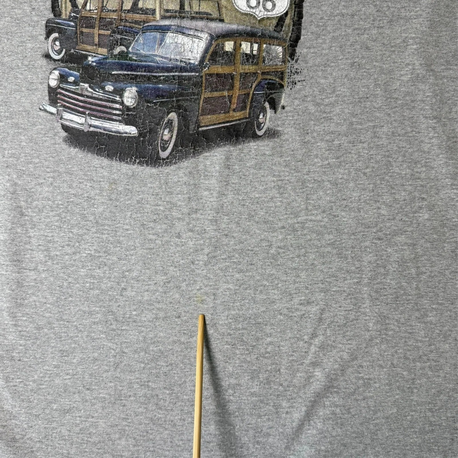 Route 66 Men&rsquo;s Graphic T Shirt 3XL Gray Vintage Style Car Palm Tree Distressed