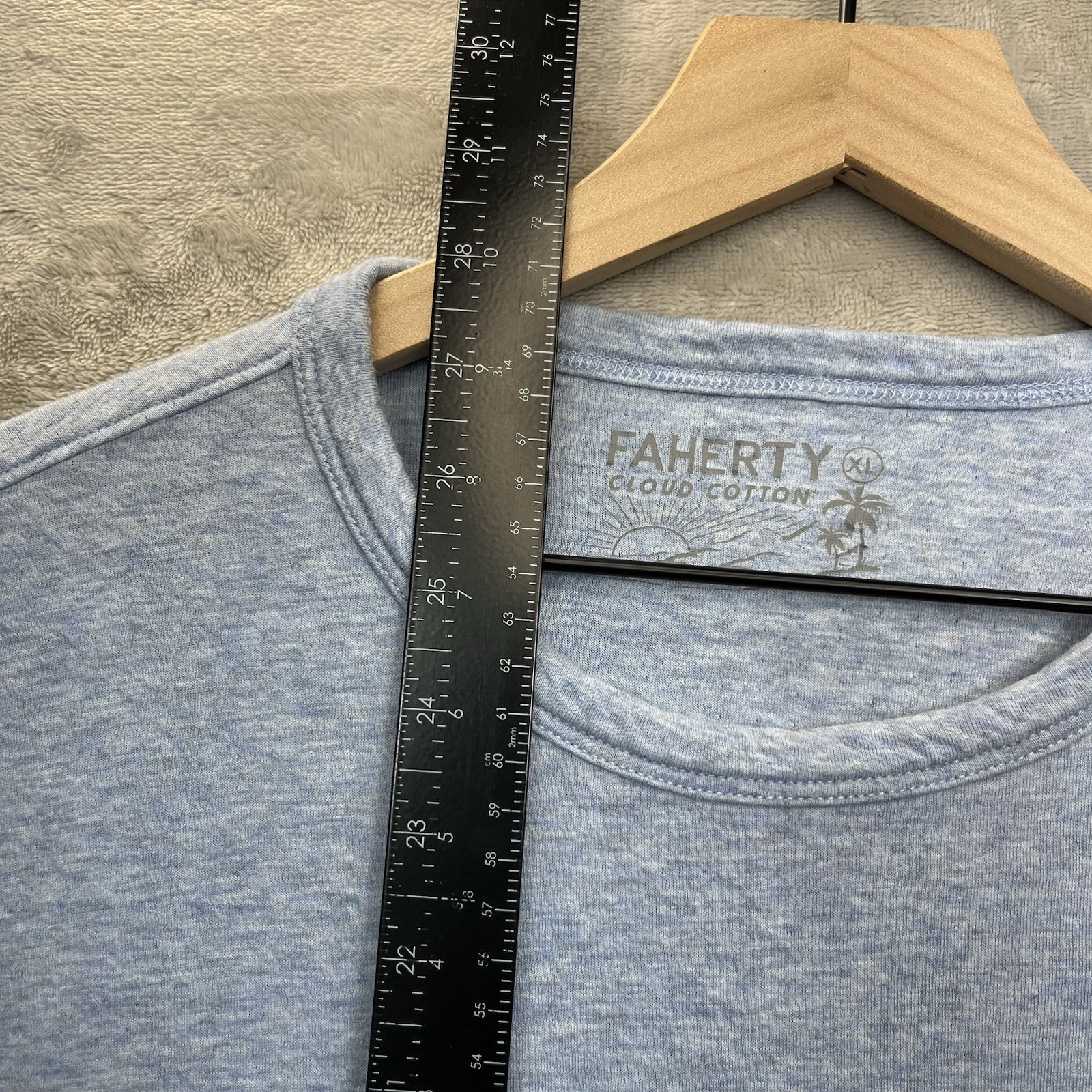 Faherty Shirt Mens XL Blue Cloud Cotton Pima Modal Heather Crewneck T-Shirt