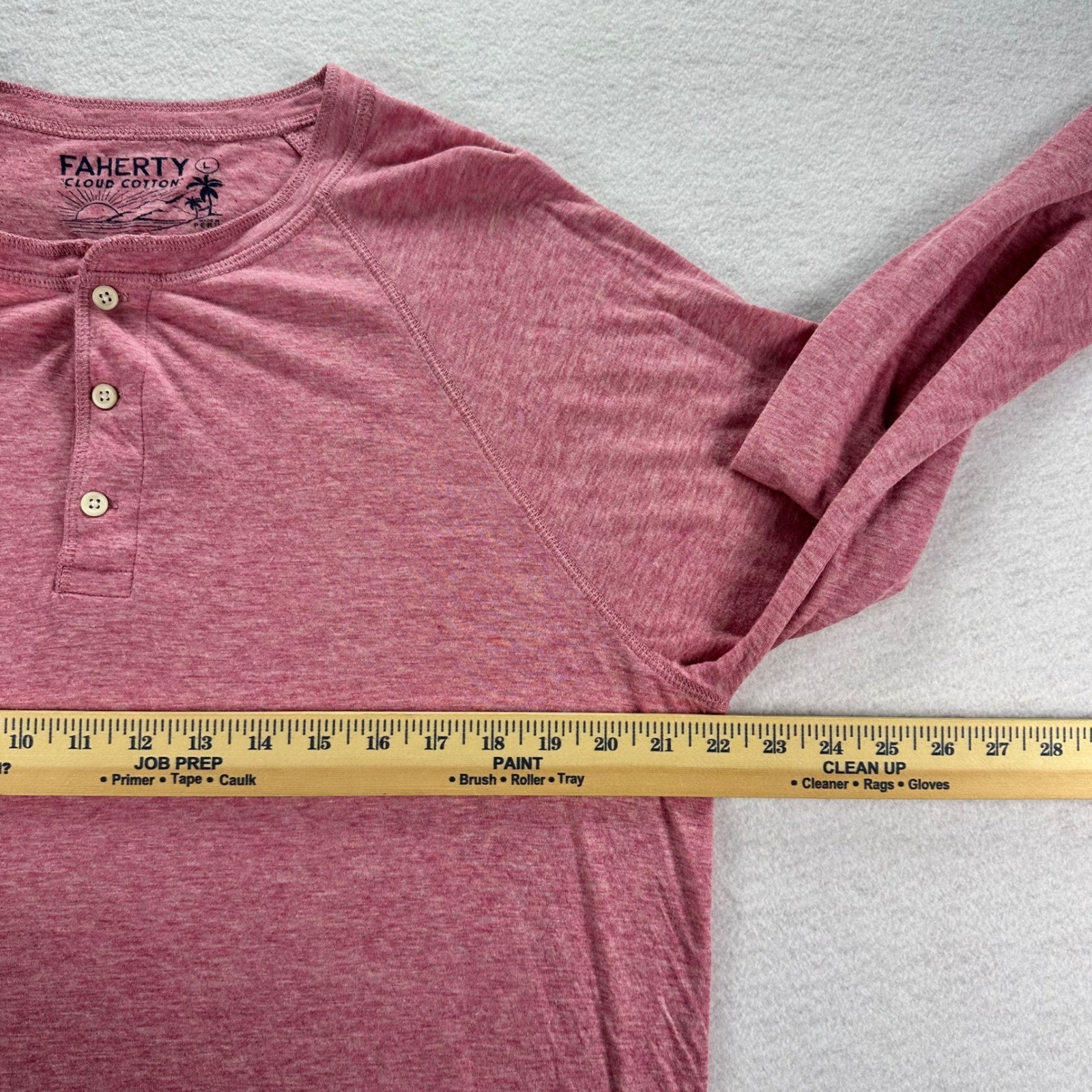 Faherty Cloud Cotton Henley Mens Large Long Sleeve Shirt Light Pink Pima Modal
