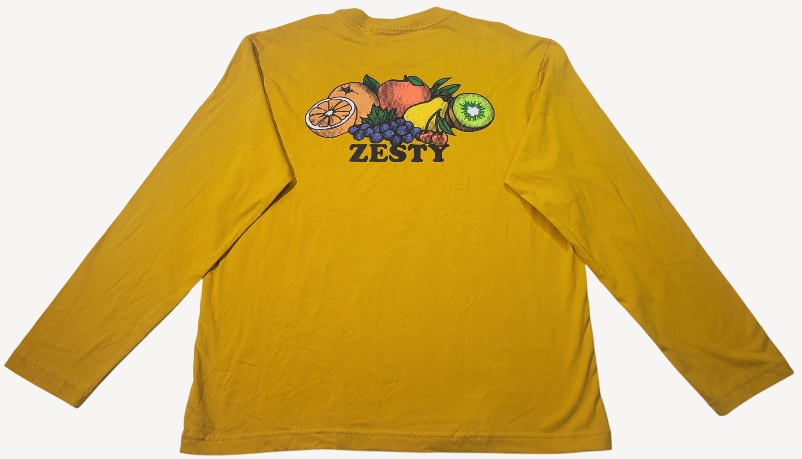 Original Use Mens Yellow Zesty Logo Crew Neck Long-Sleeve T-Shirt L NWT