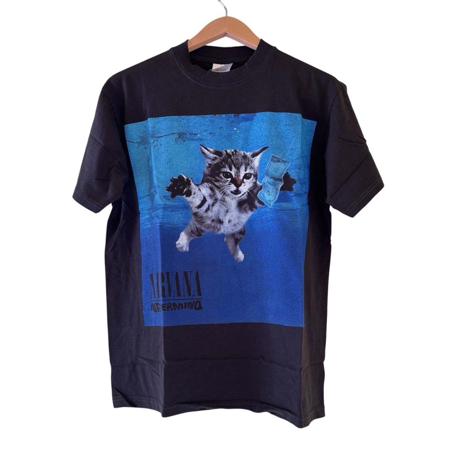 VTG Nirvana Nevermind Cat Parody Band T-Shirt Kurt Cobain Modern Size Large