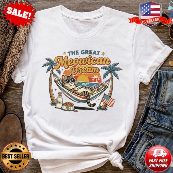 Funny Cat Graphic Tee, Patriotic Cat Hammock Shirt, Retro Beach T-Shirt | S-5XL