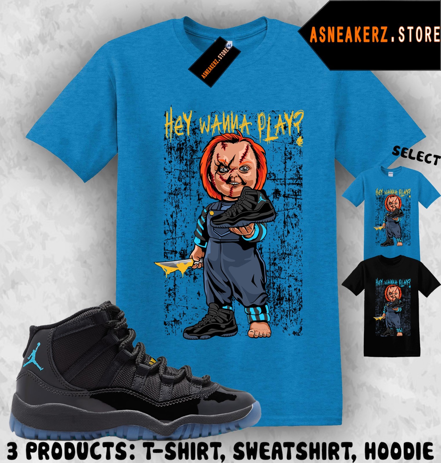 Shirt Matching AJ 11 Gamma Blue 2025 To Match Sneaker Sneakerhead Chucky T-Shirt