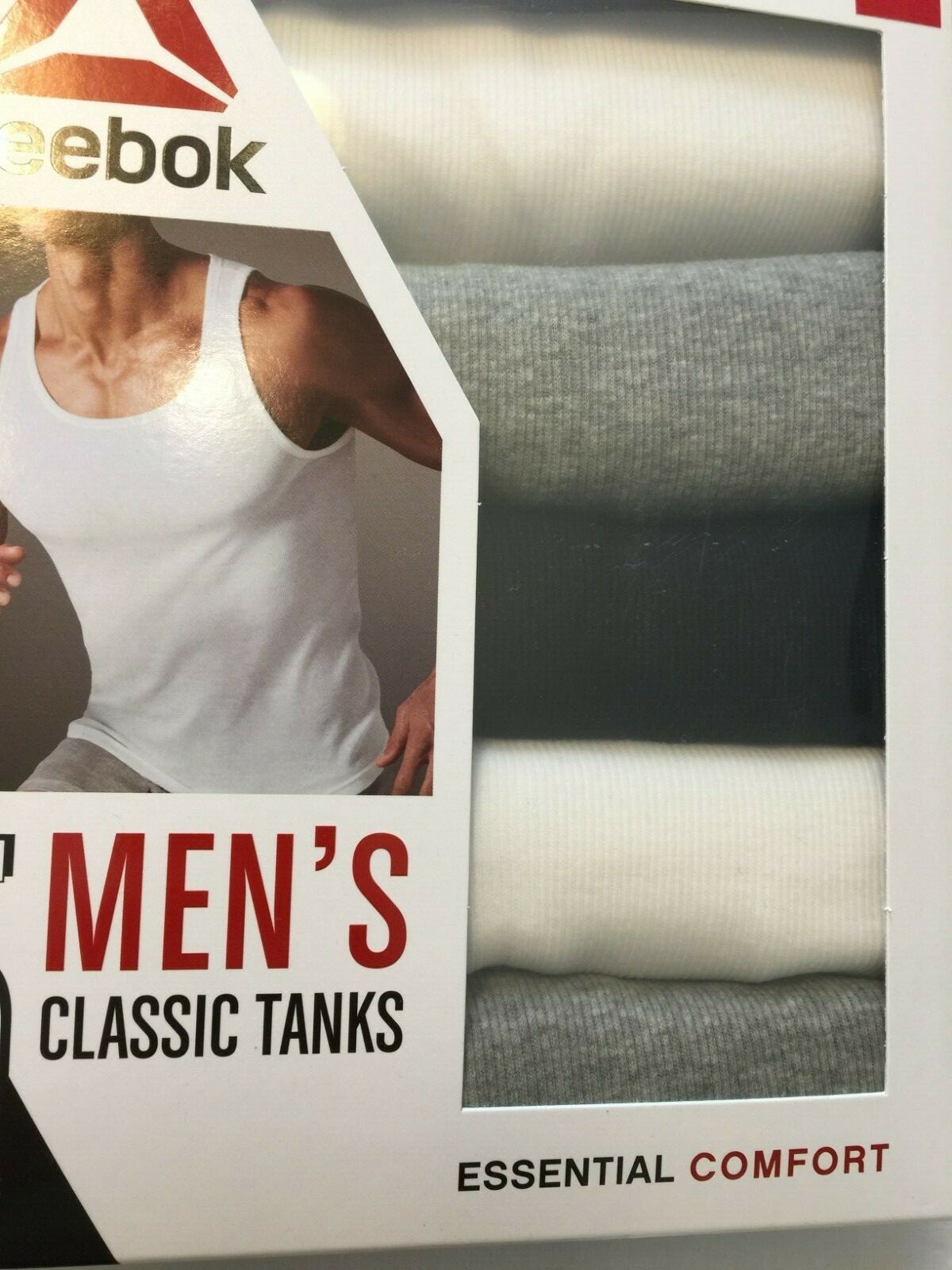 NWT 5 in the Box TANK T Tee Shirts Men Medium M Reebok Colored & White Classic