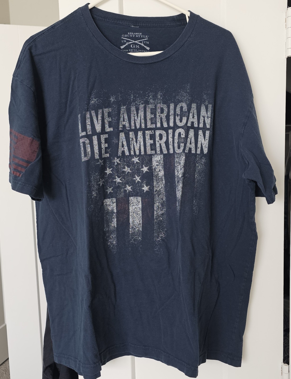Grunt Style XXL Mens T-Shirt Blue Live American Die American This We&rsquo;ll Defend