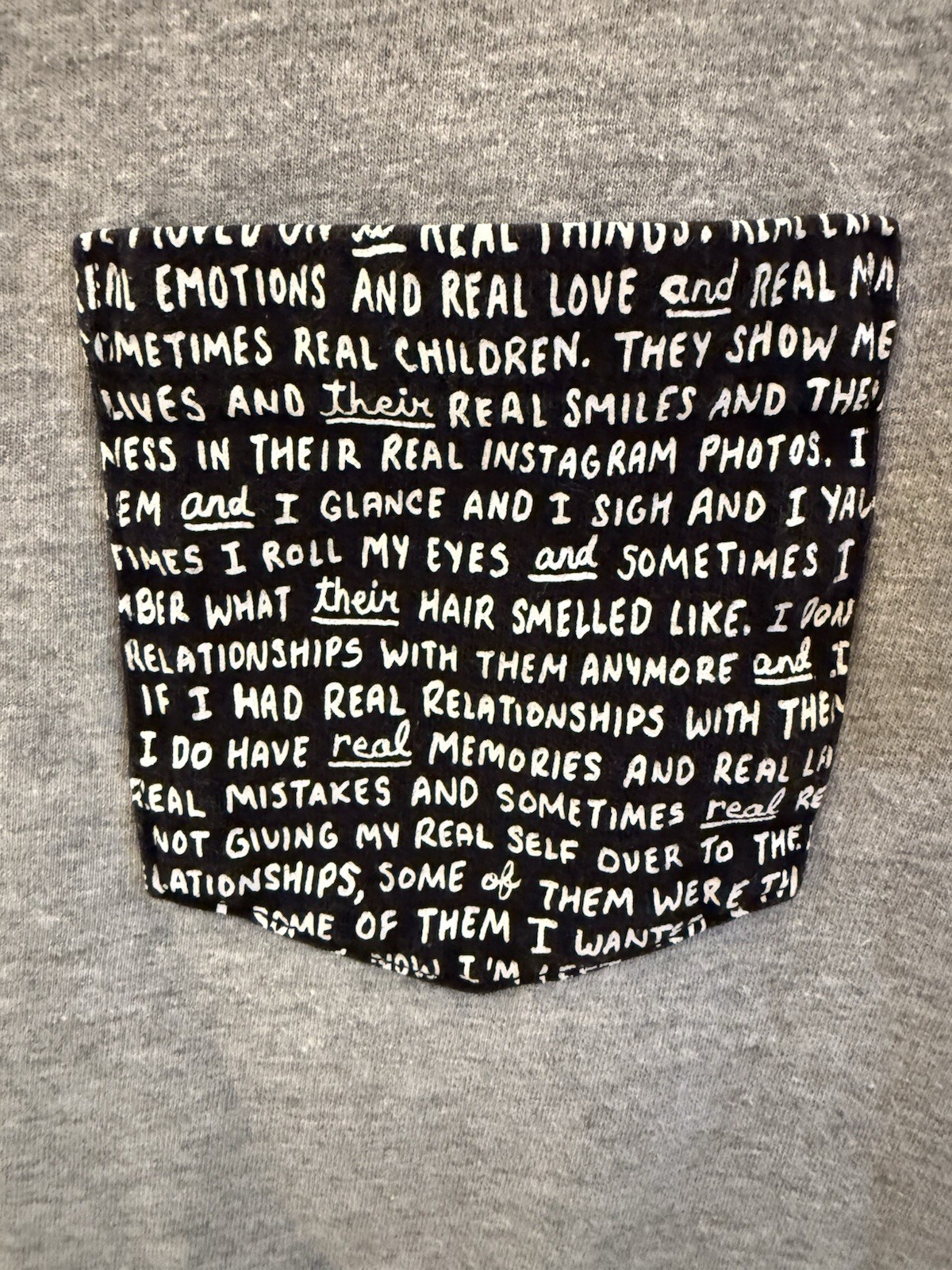 UNIQLO SPRZ NY Timothy Goodman Medium Grey Cotton w/ B&W Print Pocket Tee