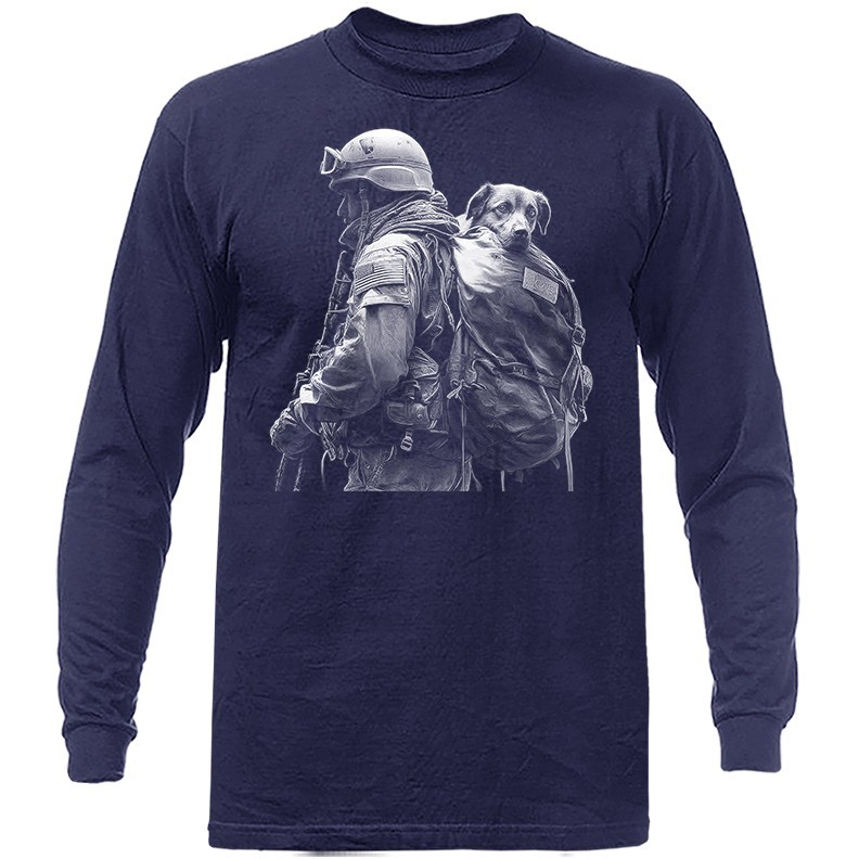 US Army Soldier Dog Military K9 Patriotic Veteran Long Sleeve Shirt