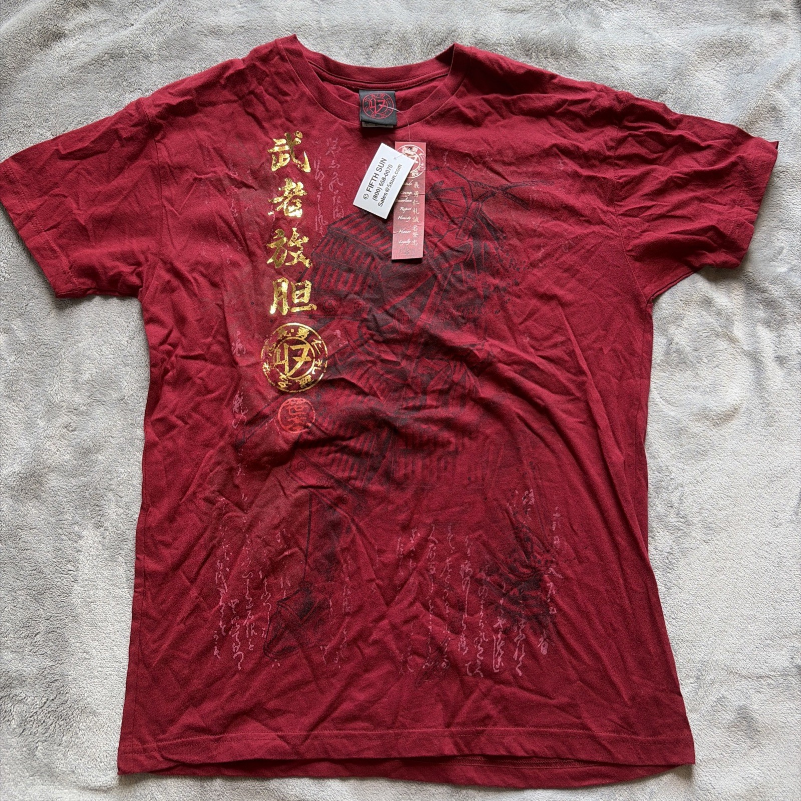 Fifth Sun The 47 Ronin Graphic T Shirt Men Large Red Samurai Anime – NWT