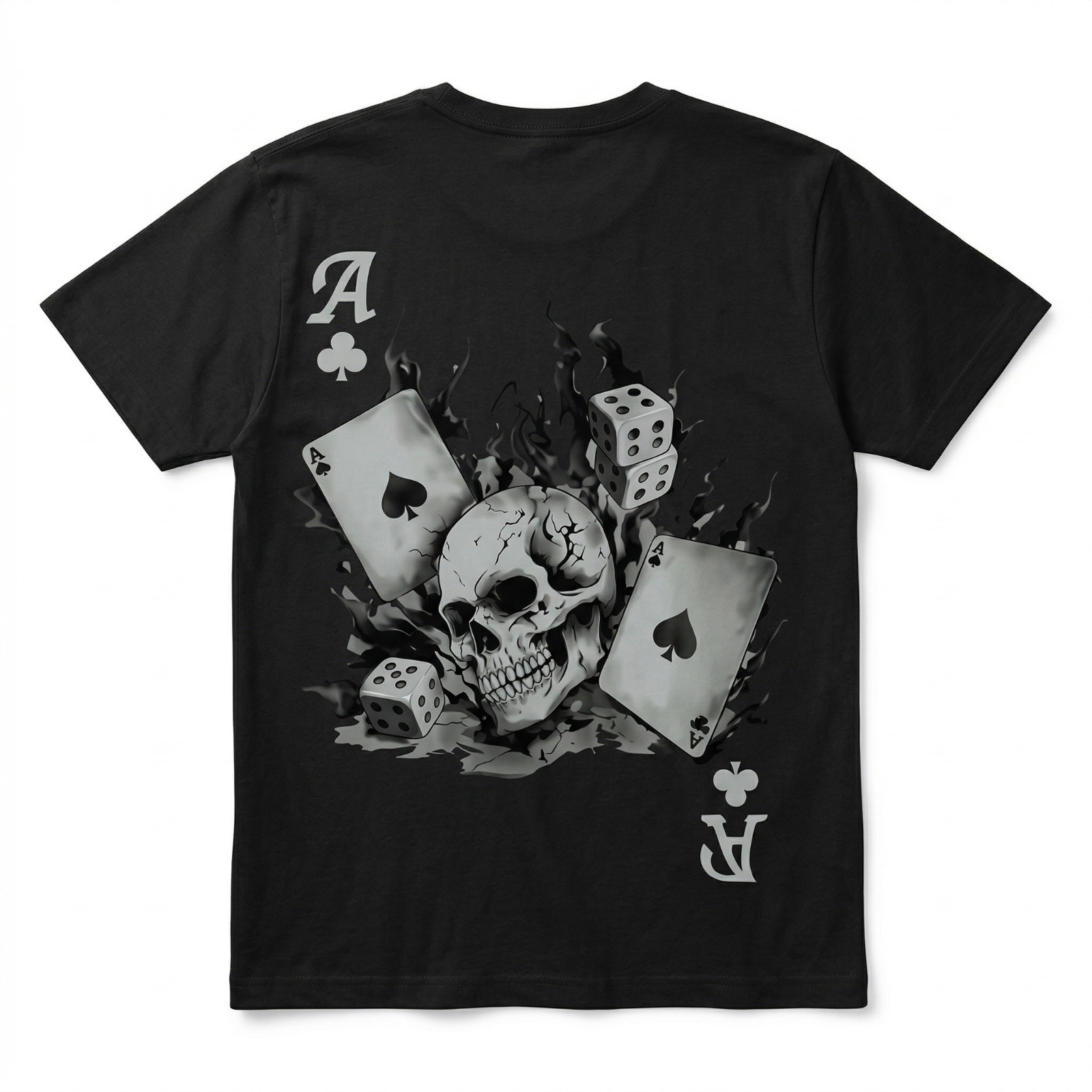 Skull Ace of Spades Poker Dice Graphic Tee Tribute Memorial Shirt