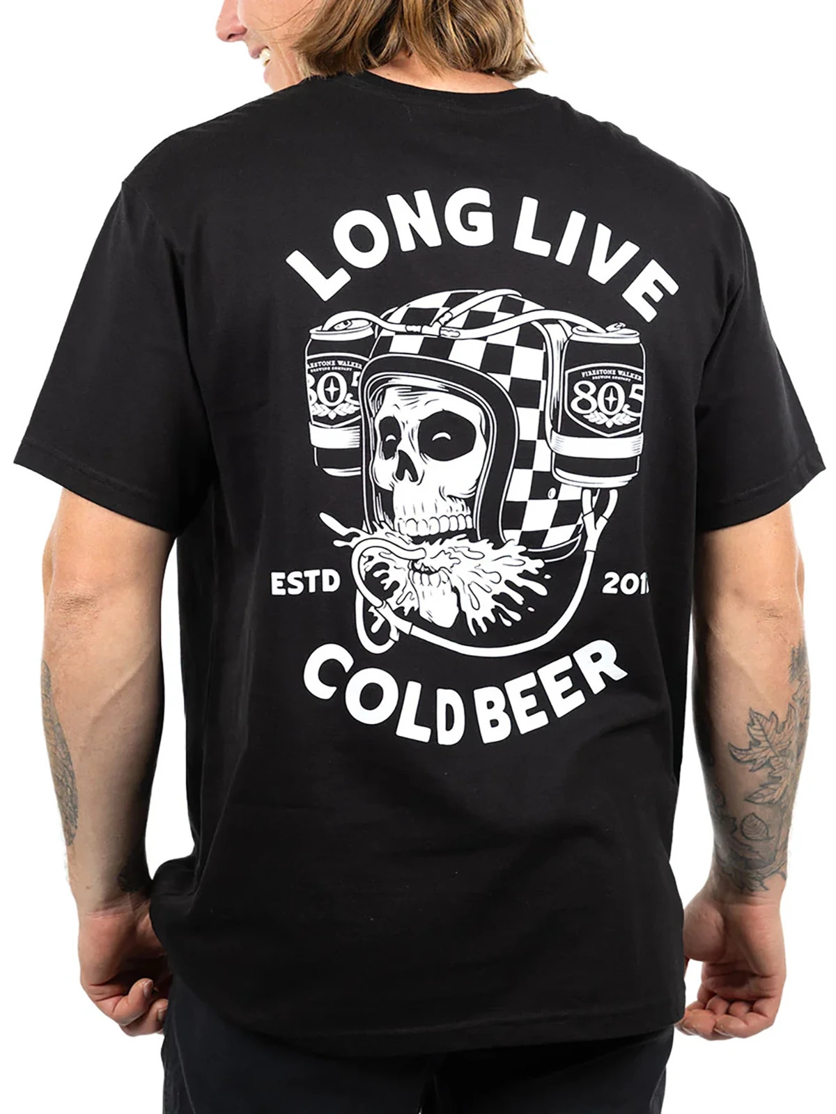 Fasthouse Men&rsquo;s Helmet Head 805 Premier Short Sleeve T-shirt Long Live Cold Beer