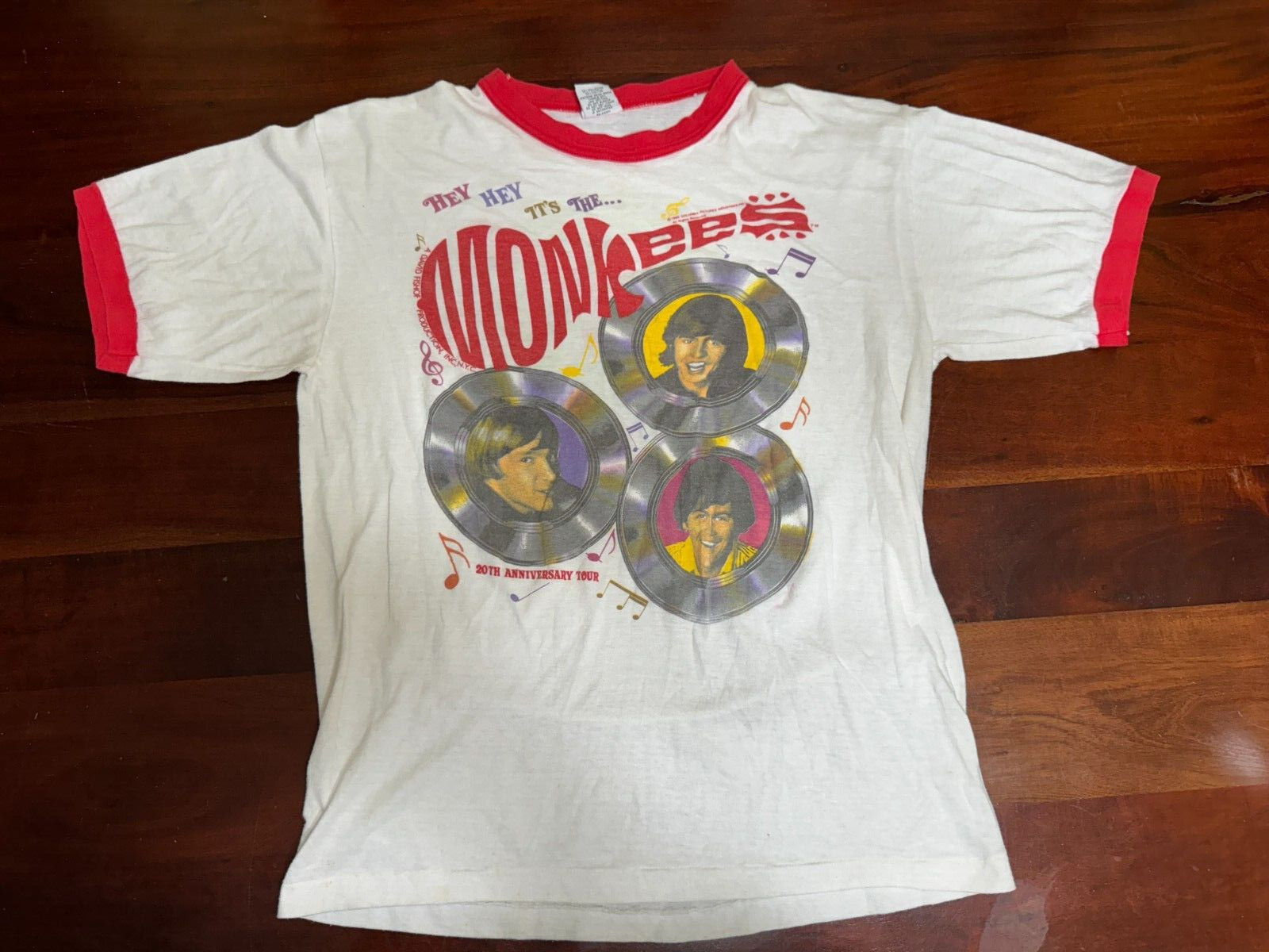 THE MONKEYS 20TH ANNIVERSARY WORLD TOUR 1986 SHIRT XL 20.5×26.5&Prime; HERMANS HERMITS