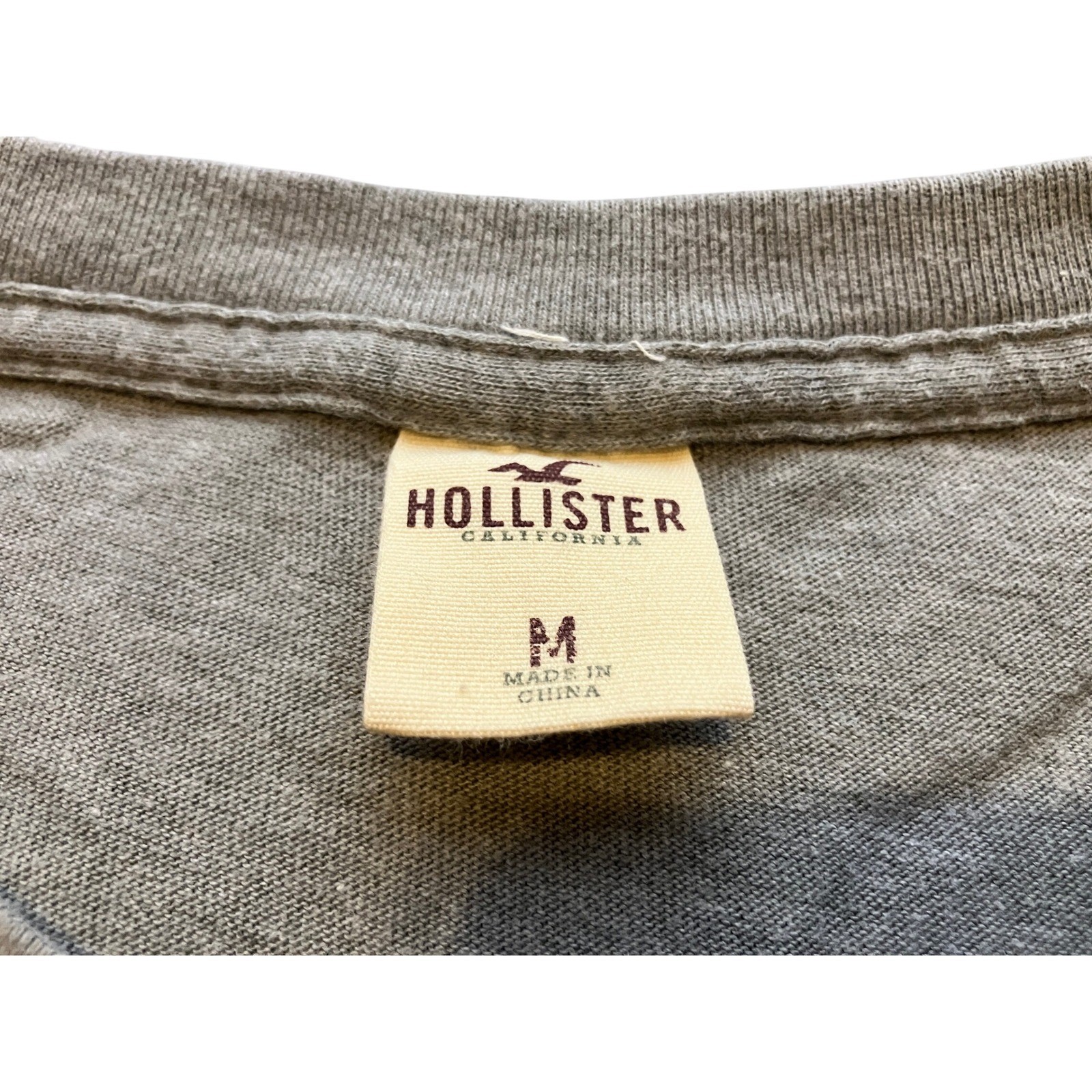 Hollister Shirt Mens Medium Retro Spell Out Preppy Academia Gray Streetwear
