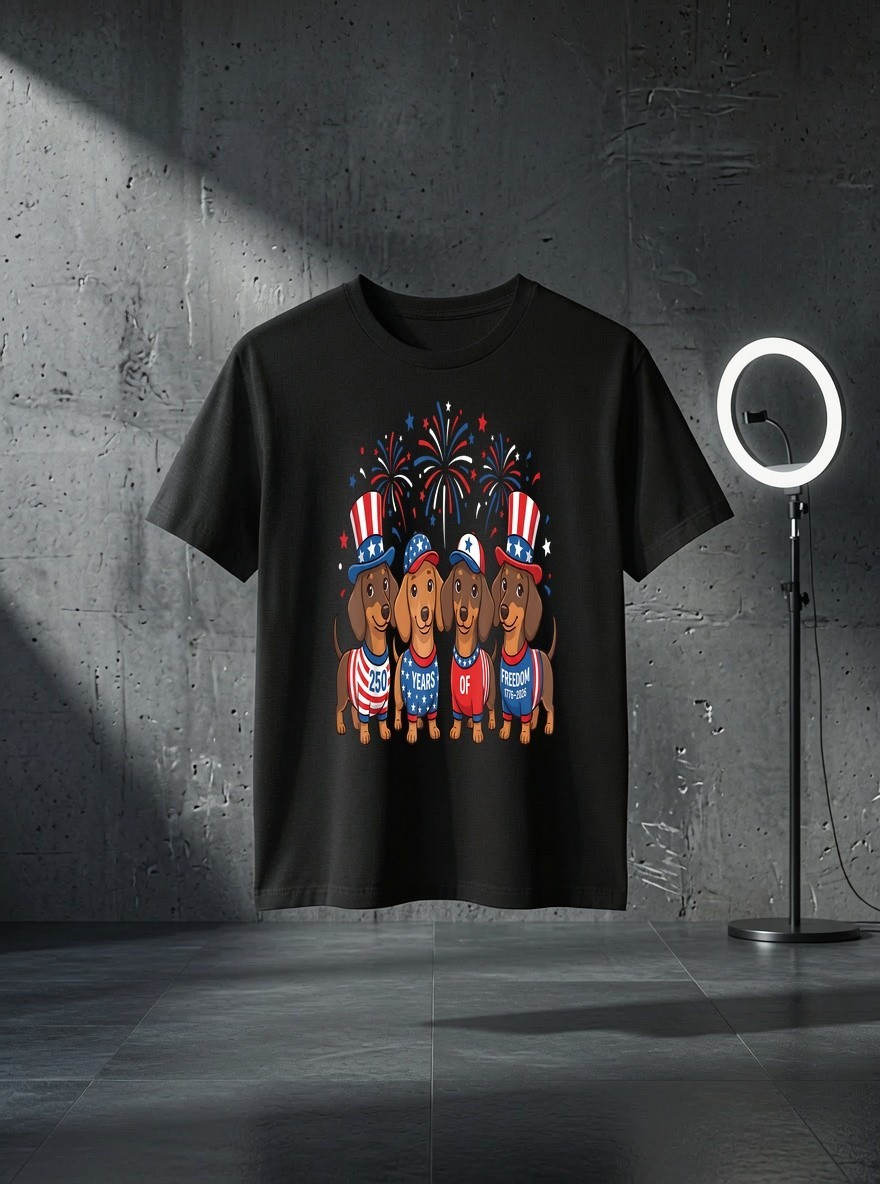Unisex 250th Anniversary USA Shirt Dachshund Dog 4th of July Tees T Shirts