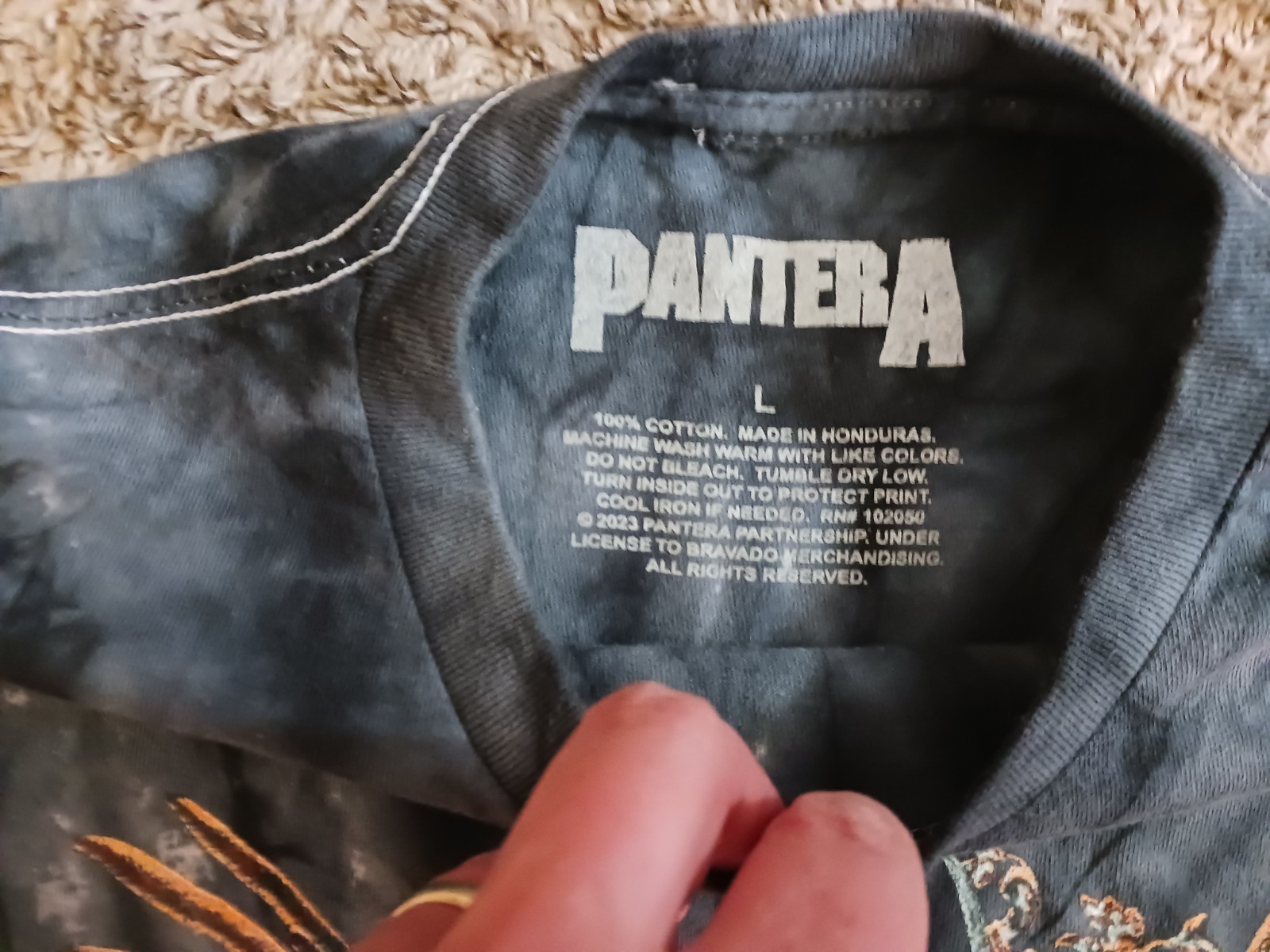 Pantera Cowboys From Hell World Tour T-Shirt Size Large 2023 Gray Tie Dye